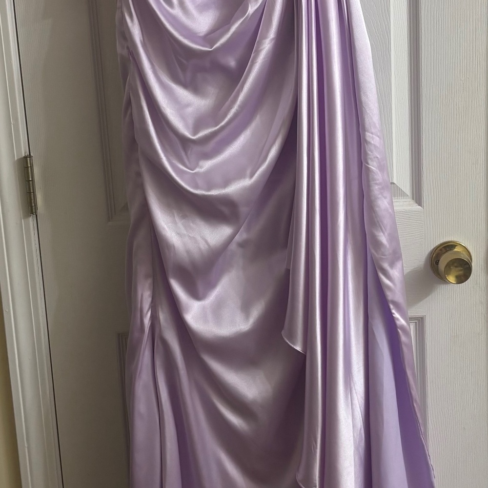 Wear Your Love Lavender Satin Gown with Draped Design